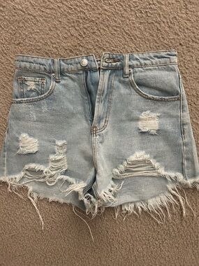 Signature8 Light Blue Distressed Denim Cutoff Shorts